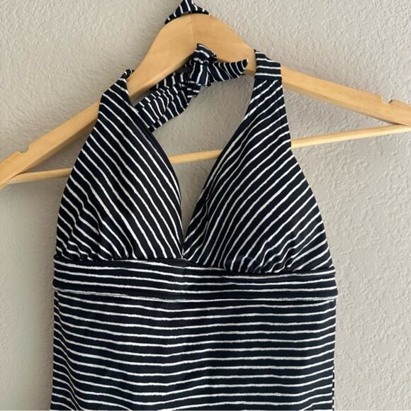 Prana Women's Halter Lahari One Piece Black & White Striped Swimsuit Size Small - Picture 4 of 9